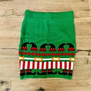 Green knit ugly Christmas skirt